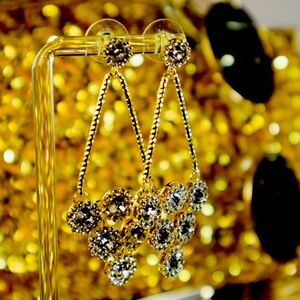 Crystal Dangle Gold Earrings NWOT